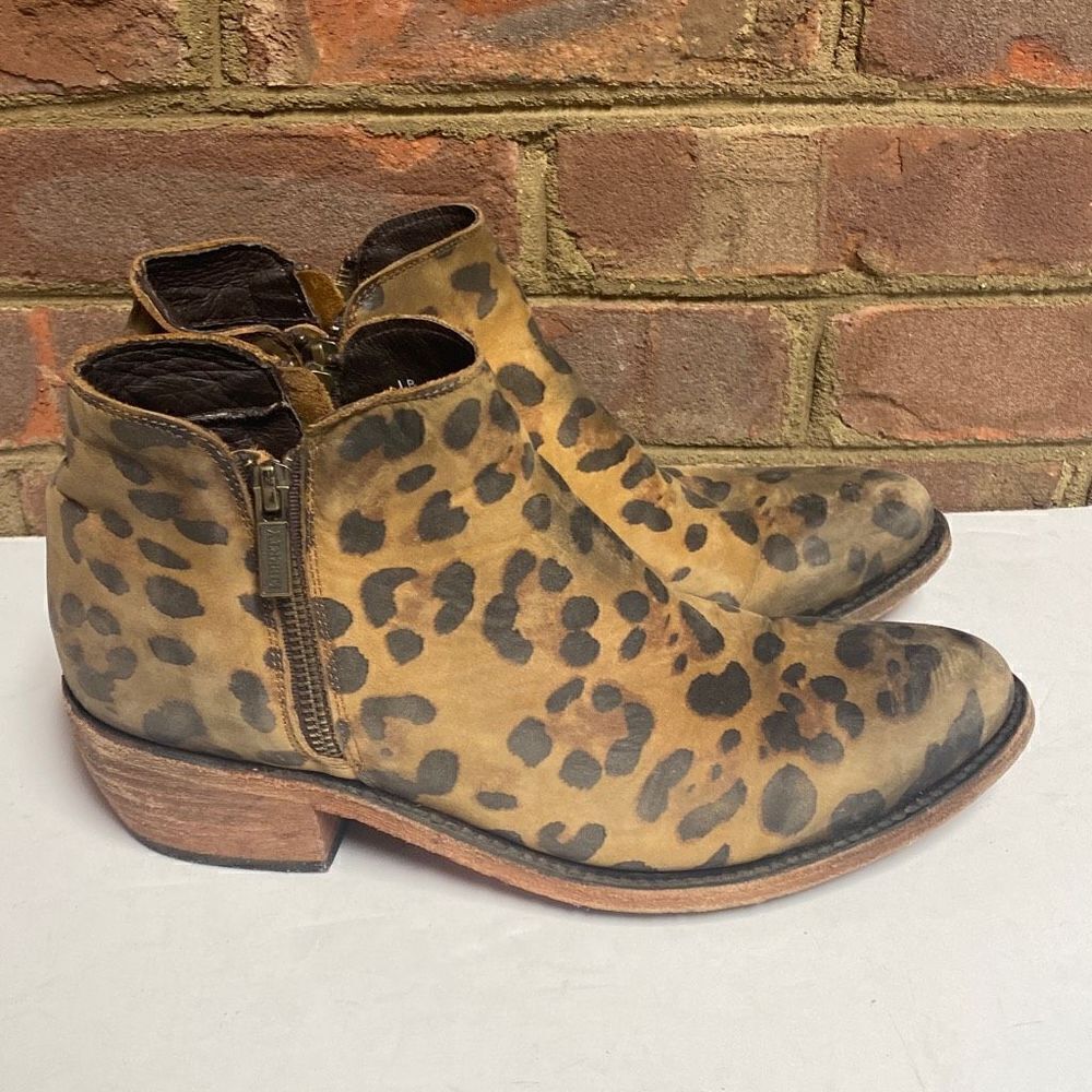 Liberty Black Cheetah Print Leather Bootie Size 9.5